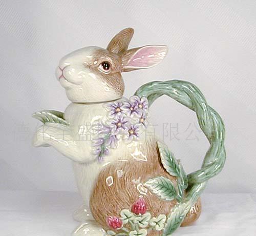 复活节陶瓷工艺品,兔子水壶